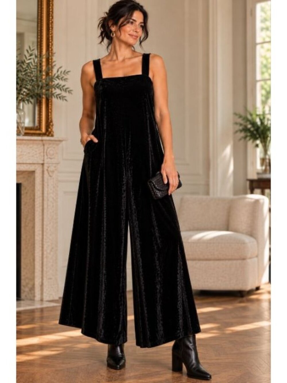 Madewell Jumpsuit 10 Silk Blend Velvet Wide Leg Cropped Minimalist Quiet Luxury